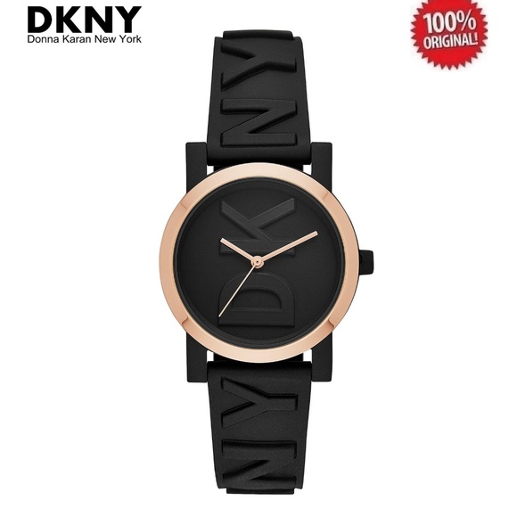 DKNY Women Soho Gold Accent Black Silicone Watch - Picture 3 of 3